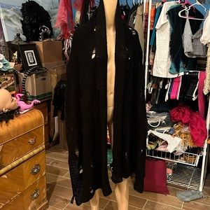 Long Killstar Black deconstructed knit scarf or wrap